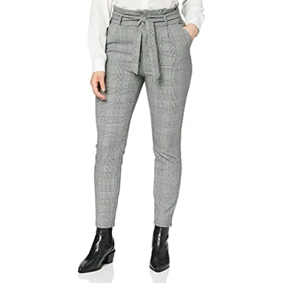 Abbildung von VERO MODA Damen Vmeva Hr Loose Paperbag Check Pant Noos Hose, Grau, XS / 30L
