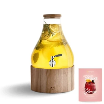 Abbildung von Springlane Getränkespender Glas, verschiedene Ausführungen mit Edelstahl Zapfhahn, spülmaschinengeeignet, Ständer aus lasiertem Eichenholz