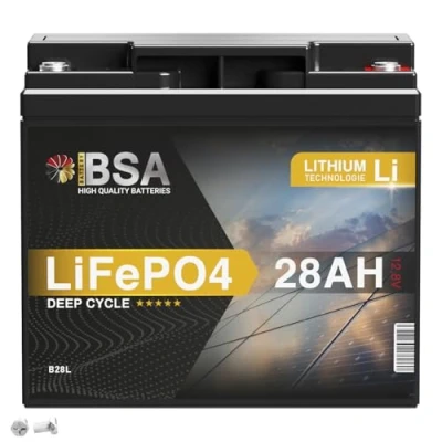 Abbildung von BSA LiFePO4 12V 28Ah Lithium Batterie Solar Akku Photovoltaik Wohnmobil USV statt 20Ah 22Ah 24Ah 26Ah