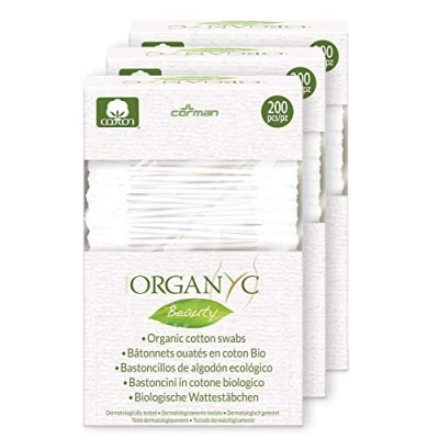 Abbildung von Organ(y)c, Wattestäbchen aus 100% zertifizierter Bio Baumwolle biologisch abbaubare Verpackung 4 Packungen zu je 200 Stück (Insgesamt 800 Stück)