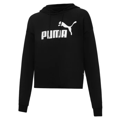 Abbildung von Essentials Logo Cropped Hoodie Damen PUMA Black