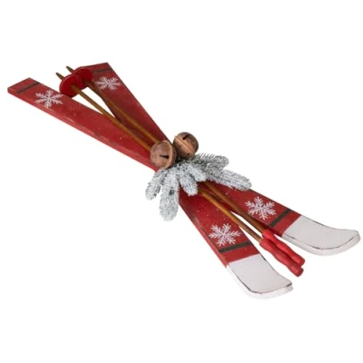 Abbildung von Christmas Paradise Deko Ski und Stöcke 75cm Weihnachtsdeko rot Wand Dekoration Nostalgisch Holz Skistock
