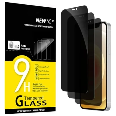 Abbildung von NEW&#039;C 3 Stück, Sichtschutz Panzer Schutz Glas für iPhone 12,12 Pro (6,1 Zoll), Verbesserter 28 Grad schutzwinkel, Ultra Haltbare 9H Härte, Blasenfrei
