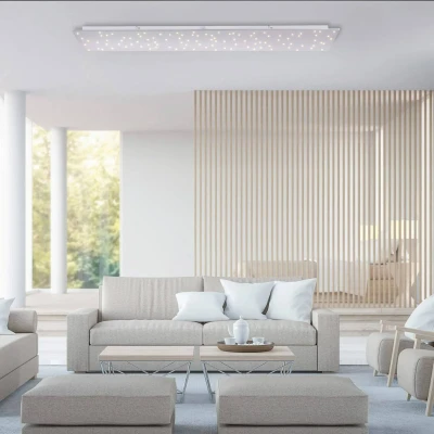 Abbildung von LeuchtenDirekt Deckenleuchte Silbermatt, Sternenoptik, 1000x250x40mm, 19W/1750lm,2700 5000K, FB, 14672 55