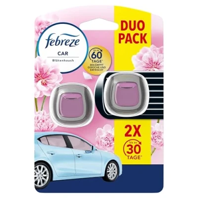 Abbildung von Febreze Auto Lufterfrischer Clip, 2 Stück, Blütenhauch, Duft bekämpft Gerüche bis zu 70 Tage