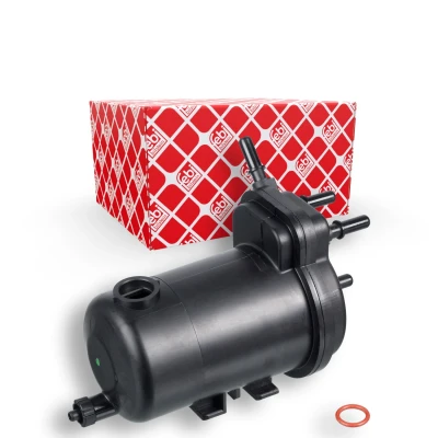 Abbildung von FEBI BILSTEIN 104808 Kraftstofffilter Leitungsfilter, mit Wasserablassschraube Dichtring RENAULT: SCENIC 2, MEGANE 2 Kombi,