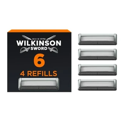 Abbildung von Wilkinson Sword 6 Rasierer für Männer, diamantbeschichtete Klingen, 4 Ersatzklingen