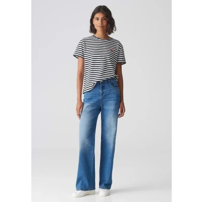 Abbildung von Opus Kurzarm SERZ Stripe Tshirt print, Damen, Größe: 38, Coal blue