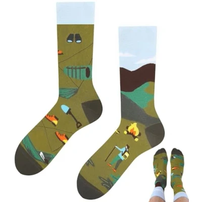 Abbildung von TODO Colours Lustige Socken Damen Berge Camping, Wandern mit Camping Motiv Lustig (39 42, Mountain Camp)