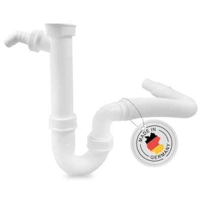 Abbildung von AQUADE Geruchsverschluss Röhrengeruchsverschluss Raumsparsiphon 1½“ x 40/50 mm mit flex Abgang + 1GA