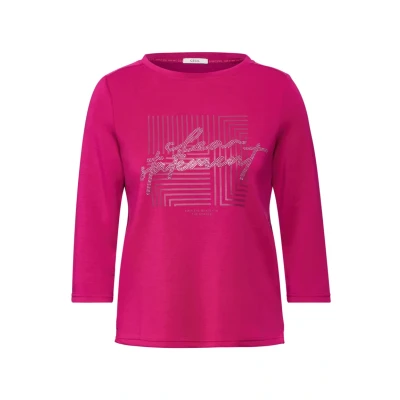 Abbildung von Cecil MIT Print Langarmshirt, Damen, Größe: XL, Pink