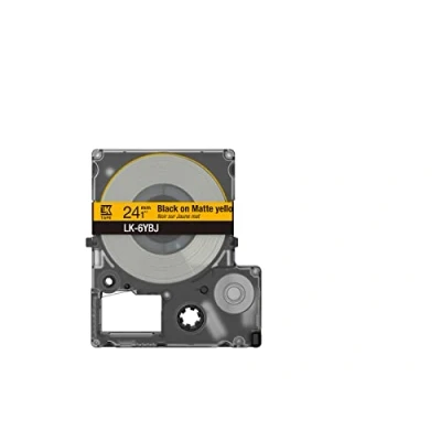 Abbildung von Epson Etikettenkassette, mattes Beschriftungsband LK 6TWJ weiß auf transparent, langlebiges Band für LabelWorks Etikettendrucker, wasser &amp; verschleißfest, 8 m x 24 mm