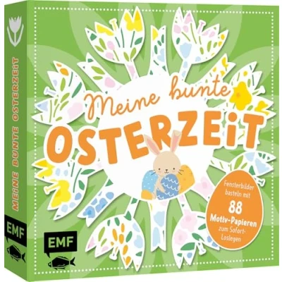 Abbildung von Bastelblock: Meine bunte Osterzeit: Fensterbilder basteln mit 88 Motiv Papieren und aufgedruckten Falt Schnittlinien für 16 Modelle zum Sofort Loslegen
