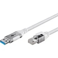 Abbildung von goobay 5m LAN zu USB Kabel 1 Gbit Datenübertragung A 3.0 auf RJ45 Ethernet CAT 6 verbindet Router und Notebook oder PC Adapter für Laptop Ersetzt 74161