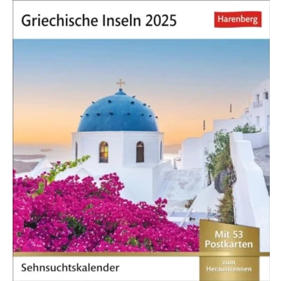 Abbildung von Griechische Inseln Sehnsuchtskalender 2025 Wochenkalender mit 53 Postkarten: Reise Kalender hochwertigen Postkarten der schönsten Plätze ... 16 x 17,5 cm (Sehnsuchtskalender Harenberg)