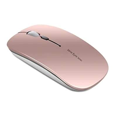 Abbildung von Uiosmuph Q5 Kabellos Maus, Wiederaufladbar Funkmaus 2.4G Leise Ultra Dünn Wireless Computermaus 1600 DPI mit Mäuse USB Empfänger Typ C für Laptop, PC, Linux, MacBook (Rose Gold)