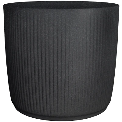 Abbildung von Scheurich Linetto 47, Pflanzgefäß/Blumentopf/Pflanzkübel, rund, Farbe: Stony Black, hergestellt mit recyceltem Kunststoff, 10 Jahre Garantie, für den Außenbereich