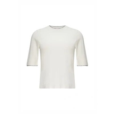 Abbildung von s.Oliver Black Label IM SLIM FIT MIT Kontrastdetails Tshirt basic, Damen, Größe: 44, Creme