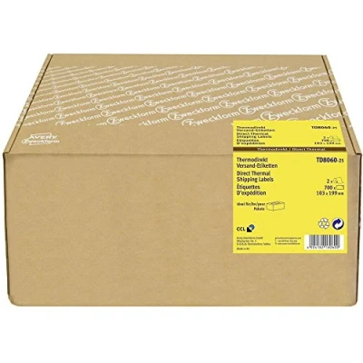 Abbildung von AVERY Zweckform TD8060 25 Thermodirekt Versandetiketten (103 x 199 mm, 2 Rolle/700 Etiketten) weiß