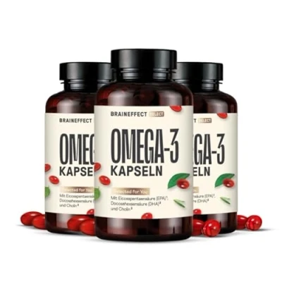 Abbildung von BRAINEFFECT Omega 3 Kapseln aus 100% Krillöl [3x 60 Kapseln] Höchster 3/EPA/DHA Pro Kapsel Vanillegeschmack Nachhaltige Fischerei