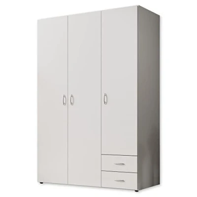 Abbildung von Stella Trading BASE Zeitloser Kleiderschrank in drei verschiedenen Größen Vielseitiger Drehtürenschrank Weiß 120 x 177 52 cm (B/H/T)