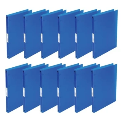 Abbildung von Q Connect KF02918 Ringbuch / 12 Stück/ A4 4 Ring 16 mm/Farbe: Blau Transparent/aus Starkem Transluzente PP Folie 22 mm Rücken/Ringhefter Plastik/Ringordner Schmal Dünne Ordner
