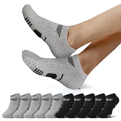 Abbildung von NUOZA Sneaker Socken Herren 43 46 Damen Sportsocken Kurze Laufsocken Wandersocken Running Socks Unisex Halbsocken 10 Paar Schwarz Grau