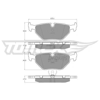 Abbildung von TOMEX brakes TX 10 70 Bremsbelagsatz Hinterachse für Verschleißwarnanzeiger vorbereitet BMW: 3 Limousine, Coupe, Cabrio