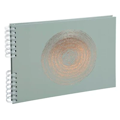 Abbildung von Exacompta 16165E Fotoalbum mit Spiralbindung Ellipse 150 Fotos 50 weiße Seiten Format 32 x 22 cm grüner Kunstledereinband roségoldener Prägung in Form einer