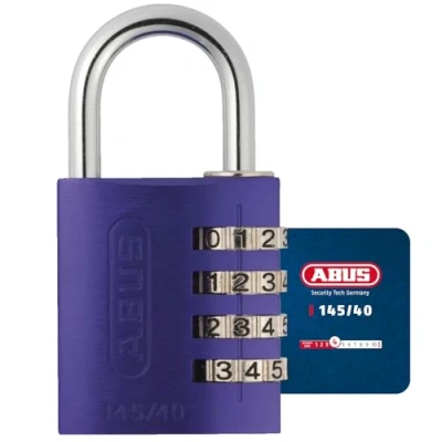 Abbildung von ABUS Zahlenschloss 145/40 Lila Kofferschloss, Spindschloss u. v. m. Aluminium Vorhängeschloss individuell einstellbarer Zahlencode Sicherheitslevel 4