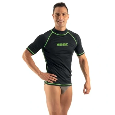 Abbildung von Seac T Sun Short Man, Rash Guard for Swimming, Surfing, Diving, UV protection, black, L