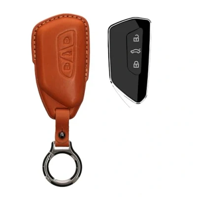 Abbildung von kwmobile Schlüsseltasche Hülle für VW Golf 8 3 Tasten Autoschlüssel (1 tlg), Premium Leder Schlüssel Tasche