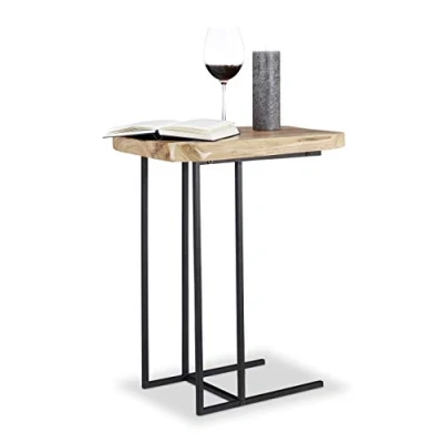 Abbildung von Relaxdays Beistelltisch Holz, rustikaler Dekotisch, praktische Ablage, edles Zedernholz, HxBxT: 60 x 34 49,5 cm, Natur