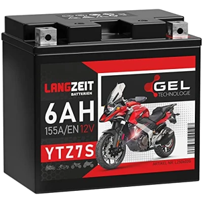 Abbildung von LANGZEIT YTZ7S Gel Motorradbatterie 12V 6Ah 155A/EN TTZ7S BS YTZ7 S GEL12 7Z 50602 Batterie doppelte Lebensdauer auslaufsicher wartungsfrei