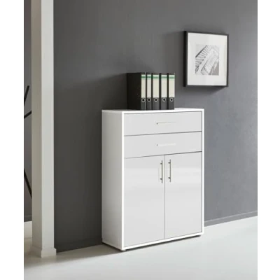 Abbildung von Aktenschrank TABOR mit Schubkästen Büroschrank in diversen Farbvarianten (weiß/weiß Hochglanz)