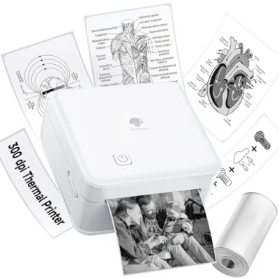 Abbildung von Phomemo Mini Drucker für Smartphone, M02 Pro 300 DPI Kleiner Thermodrucker Sticker Taschendrucker Etikettendrucker, Lernen, Studiennotizen, Fotos, Etiketten, Geschenk