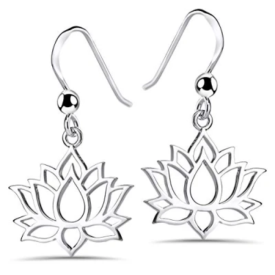 Abbildung von Materia Paar Ohrhaken Damen Lotus / Lotusblume SO 73 Silber, 925 Sterling rhodiniert