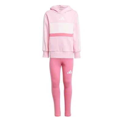 Abbildung von adidas Mädchen SEASONAL ESSENTIALS TIBERIO 3 STRIPES FLEECE LEGGINGS SET, true pink/white/clear pink, 4 Years