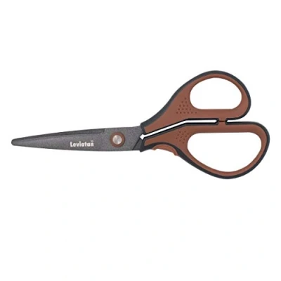 Abbildung von Smart by Leviatan 3D175T 3D Schere für Erwachsene, Schneiderschere Stoffschere Profi, und Papier Bastelschere Kinder, Kinderschere, braun schwarzer Kunststoff Griff, 17.5 cm lang