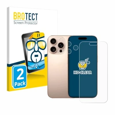 Abbildung von BROTECT (2 Stück Schutzfolie für Apple iPhone 16 Pro Max (Display+Kamera) Displayschutz Folie Ultra Klar