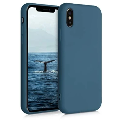 Abbildung von kwmobile Hülle kompatibel mit Apple iPhone X gummierte TPU Silikon Handyhülle Schutzhülle für kabelloses Laden Case in Petrol matt