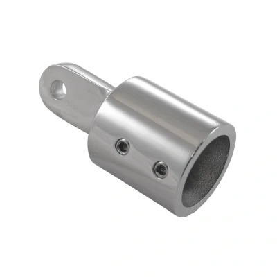 Abbildung von Rohrendkappe mit 2 Schrauben für Rohr 30 mm Edelstahl 316 (A4)