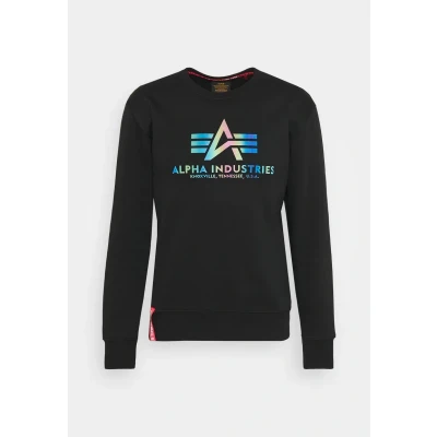 Abbildung von Alpha Industries Basic Rainbow Print Sweatshirt, Herren, Größe: Medium, Black