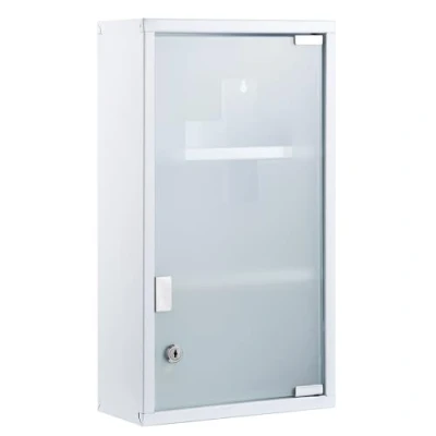 Abbildung von Zedelmaier Medizinschrank aus Edelstahl abschließbarer Arzneischrank Erste Hilfe Schrank Hausapotheke,3 Fächer mit Glas Tür 48 x 27 12 cm (Weiß 3 Fächer)