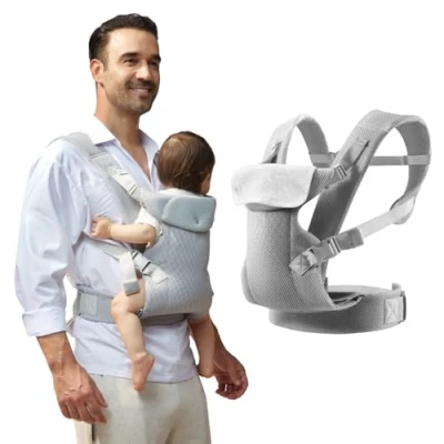 Abbildung von IULONEE Babytrage für Neugeborene Ergonomic Tragetaschen Kleinkinder ab Geburt Tragetuch Baby Carrier Vorder Rückseite Tragetasche 3 36 Monate (Hellgrau)