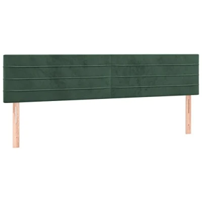 Abbildung von vidaXL Kopfteil 2 STK., Bettkopfteil mit Holzbeinen, Höhenverstellbar Polsterkopfteil für Bett, Betthaupt Bettzubehör Schlafzimmer, Dunkelgrün 80x5x78/88cm Samt