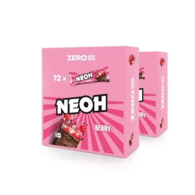 Abbildung von NEOH Zero Zucker Himbeer Crunch Riegel Keto freundlich &amp; Low Carb 114 kcal 1g 6g Protein Die gesunde Alternative zu herkömmlichen Süßigkeiten 24er Pack