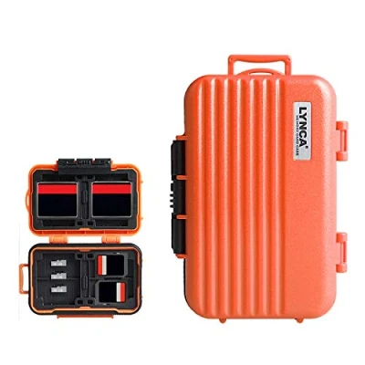 Abbildung von LYNCA Speicherkarten Etui, Hard Protector Case Professional Wasserdicht Anti Shock Compact Kamera Karte Aufbewahrungsbox für 8 SD Karten 4 CF 12 Micro SD/TF (orange)