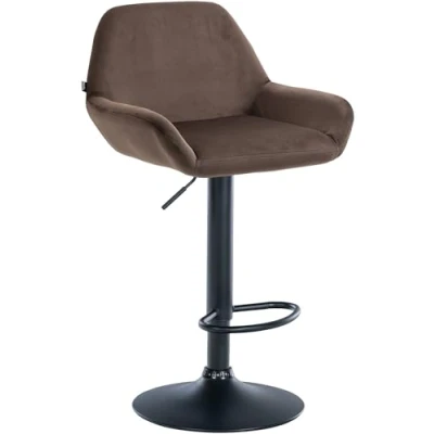 Abbildung von CLP Barhocker Braga Samtbezug mit Metallgestell I Höhenverstellbar und 360 drehbar Moderner Barstuhl Fußstütze für Küche Bar, Farbe:braun, Gestell Farbe:schwarz