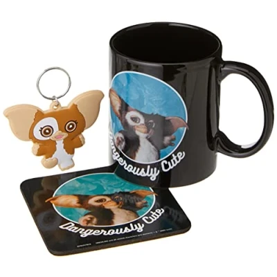 Abbildung von Gremlins Geschenkset Tasse, Untersetzer und Schlüsselanhänger in Geschenkbox (Dangerously Cute Design) Offizielles Lizenzprodukt